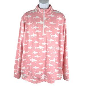 Waggle Quarter Zip Pullover Mens XL Pink White Shark Print Golf TP-3370